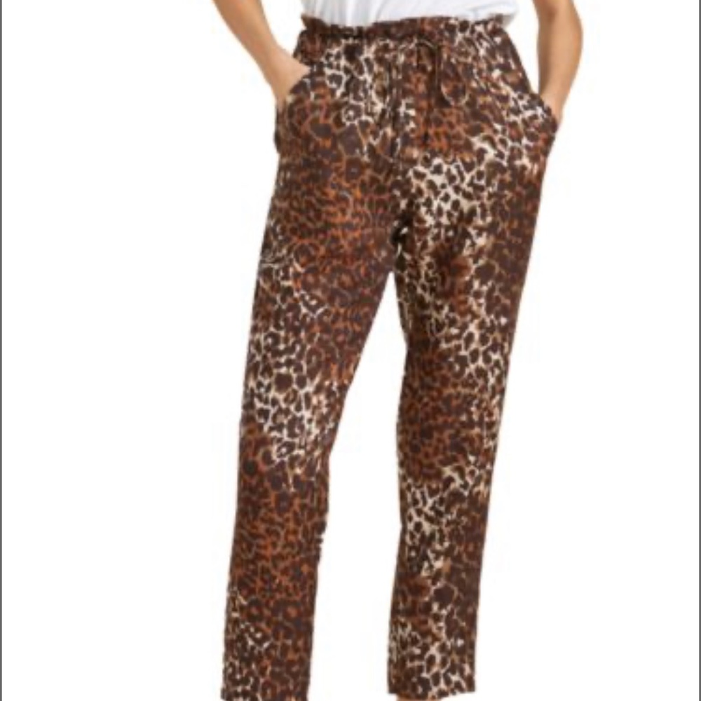 Veronica Beard leopard print paperbag pants